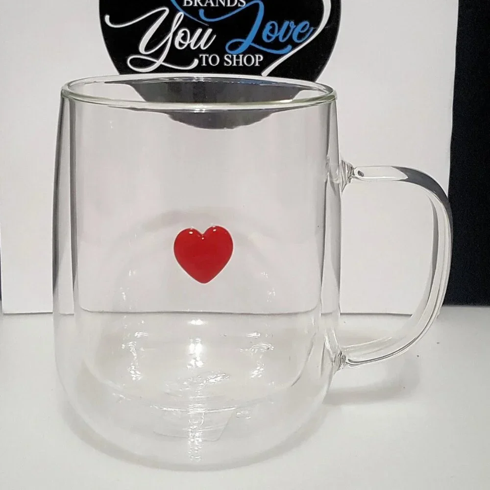 Williams Sonoma Heart Double Wall Mug 16 OZ NEW Valentines Love
